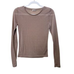 Free People Intimetly  Mesh So Well‎ Layering Top Women S Dusty Rose Glittery